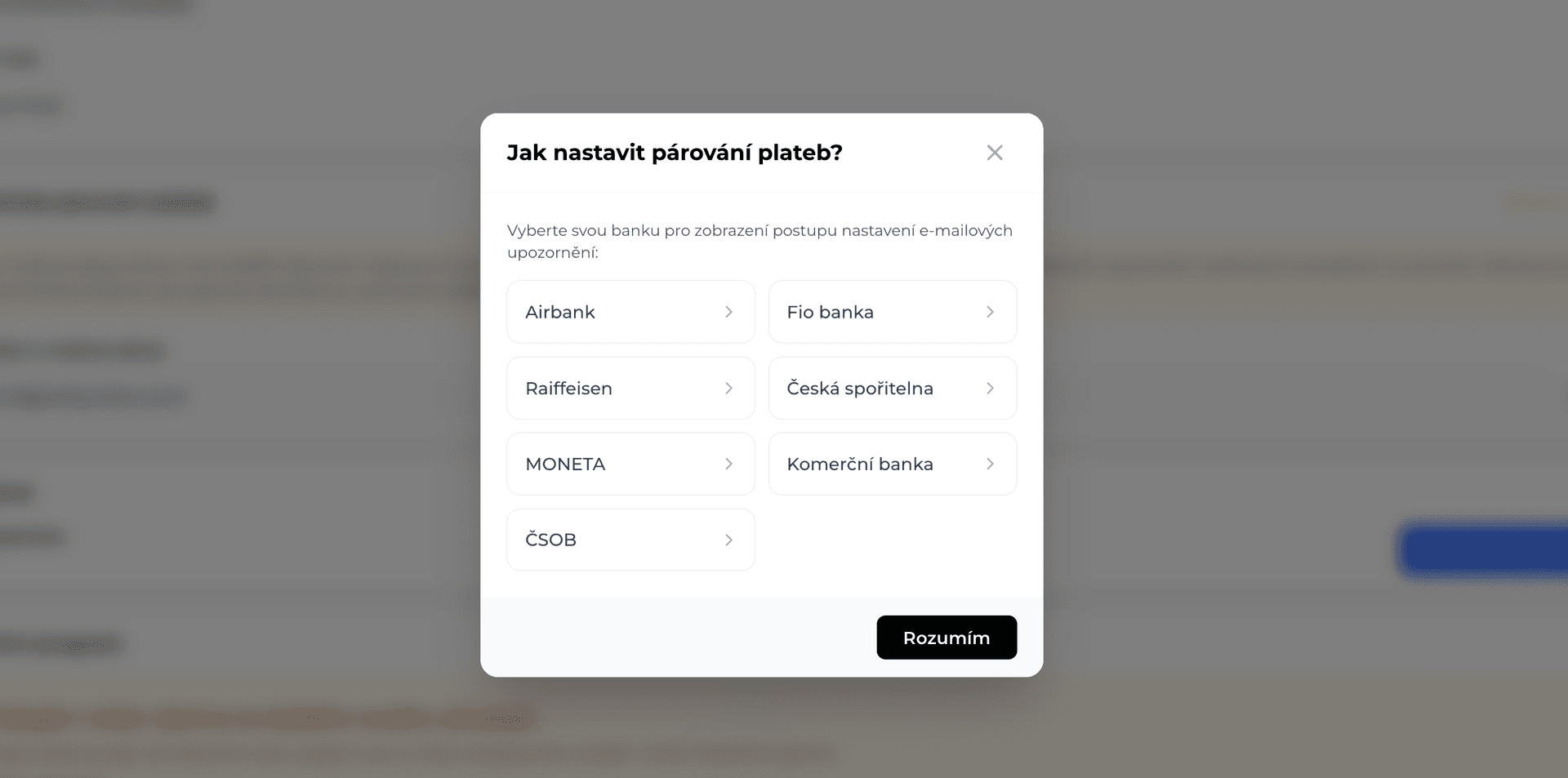 Párování plateb — automatické sledování účtu